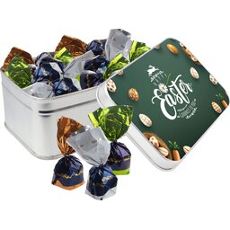 Blik met praline bonbons