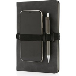 Deluxe hardcover PU A5 notitieboek met telefoon- en penhouder-gsm