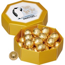 Geschenkdoos met gouden chocoladekogels
