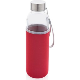 Glazen fles met neopreen hoes-rood