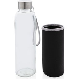 Glazen fles met neopreen hoes - zwart hoes