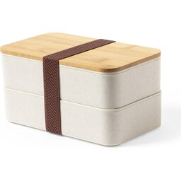 Grote duurzame lunchbox met bestek wit