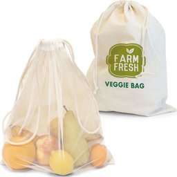 Herbruikbare zak voor groenten en fruit bedrukt