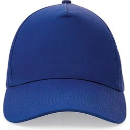 Impact 5 panel 190gr gerecycled katoenen cap met AWARE™ trac-blauw voorzijde