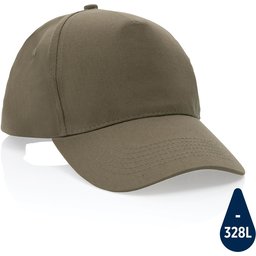 Impact 5 panel 190gr gerecycled katoenen cap met AWARE™ trac-groen