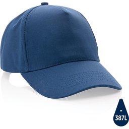 Impact 5 panel 280gr recycled katoenen cap met AWARE™ tracer-blauw