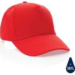 Impact 5 panel 280gr recycled katoenen cap met AWARE™ tracer-rood