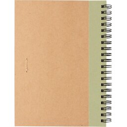 Kraft spiraal notitieboekje met pen-groen achterzijde