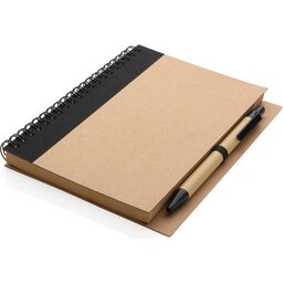 Kraft spiraal notitieboekje met pen-liggend