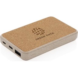 Kurk en tarwestro zakformaat powerbank - 5000 mAh bedrukken