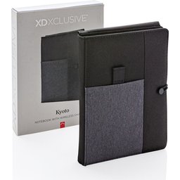 Kyoto notitieboek met 5W draadloze 4.000 mAh powerbank -verpakt