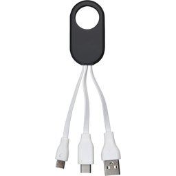 Oplaadkabel met USB-C, standaard USB en Lightning aansluiting