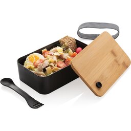 PP lunchbox met bamboe deksel en spork-open