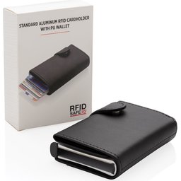 Standaard aluminium RFID kaarthouder met PU portemonnee bedrukt