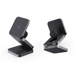 Terra RCS gerecycled aluminium opvouwbare 3 in 1 15W oplader 6