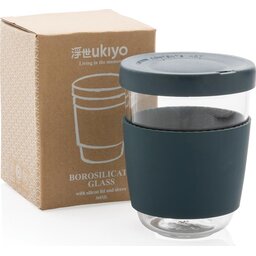 Ukiyo borosilicaat glas met siliconen deksel en sleeve-blauw-verpakking