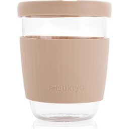 Ukiyo borosilicaat glas met siliconen deksel en sleeve-bruin-recht