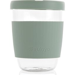 Ukiyo borosilicaat glas met siliconen deksel en sleeve-groen-recht