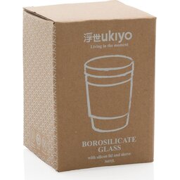 Ukiyo borosilicaat glas met siliconen deksel en sleeve-verpakt
