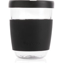 Ukiyo borosilicaat glas met siliconen deksel en sleeve-zwart-recht