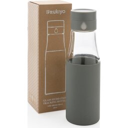 Ukiyo glazen hydratatie-trackingfles met sleeve -grijs - verpakking