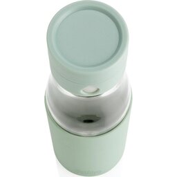 Ukiyo glazen hydratatie-trackingfles met sleeve -groen-dop
