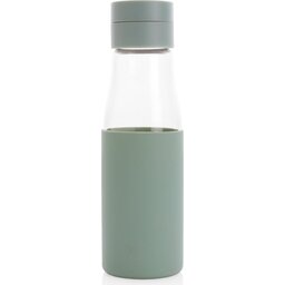 Ukiyo glazen hydratatie-trackingfles met sleeve -groen-zijkant