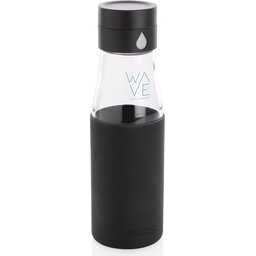 Ukiyo glazen hydratatie-trackingfles met sleeve -zwart - gepersonaliseerd