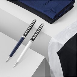 Waterman Hemisphere balpen met kleurblokken en palladium afwerking (blauwe inkt) - Wit : Zwart - 2