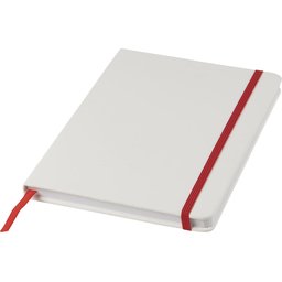 Wit A5 notitieboek met gekleurde sluiting bedrukken