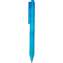 X9 frosted pen met siliconen grip - blauw zijkant