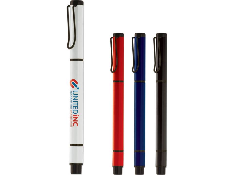 Stylo bille écriture bleu et surligneur 1