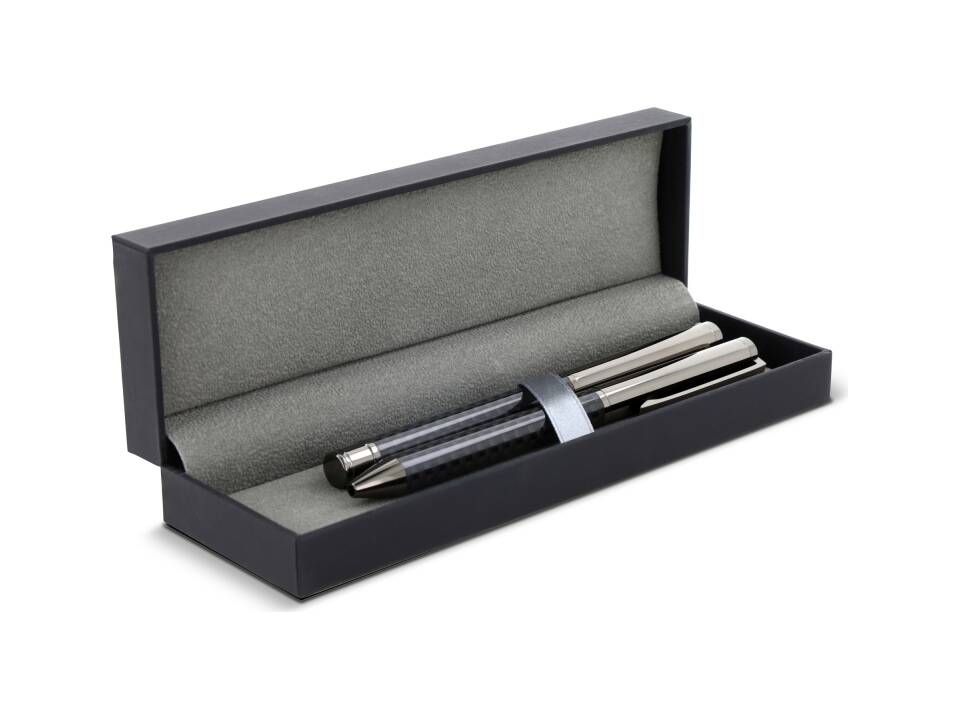 Ensemble stylo à bille et roller en métal bois de noyer dans une boîte cadeau 9