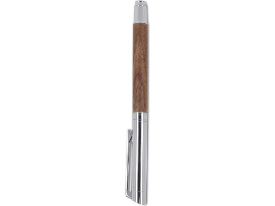 Ensemble stylo à bille et roller en métal bois de noyer dans une boîte cadeau 6
