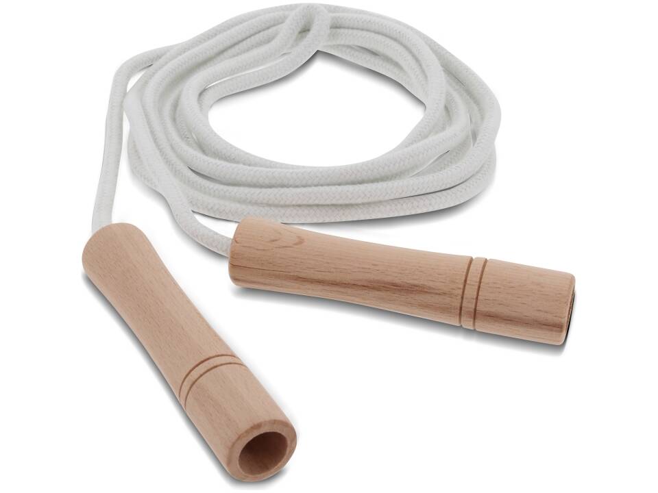 Corde à sauter avec poignées en bois dans une pochette en coton 2