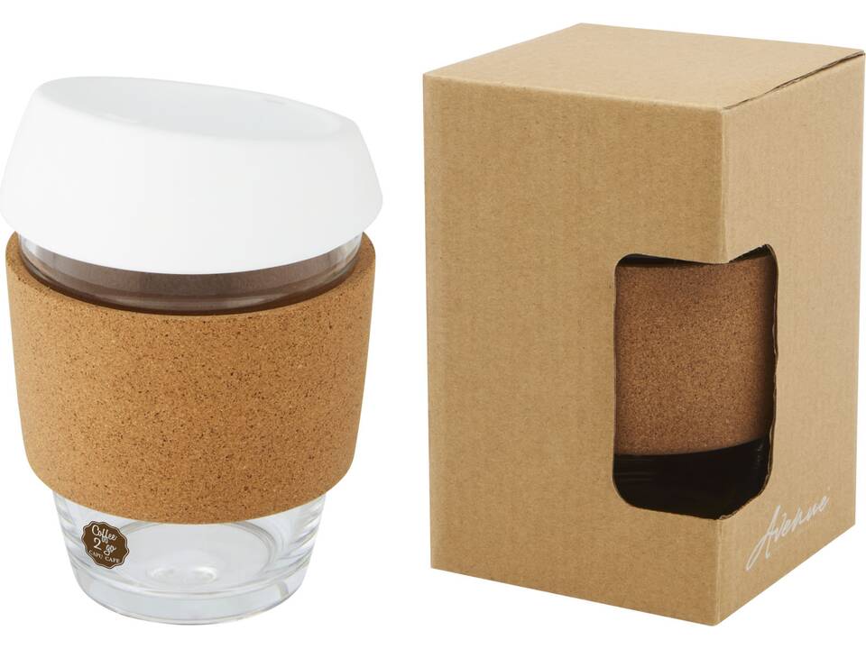 Gobelet Lidan de 360 ml en verre borosilicate avec grip en liège et couvercle en silicone 3