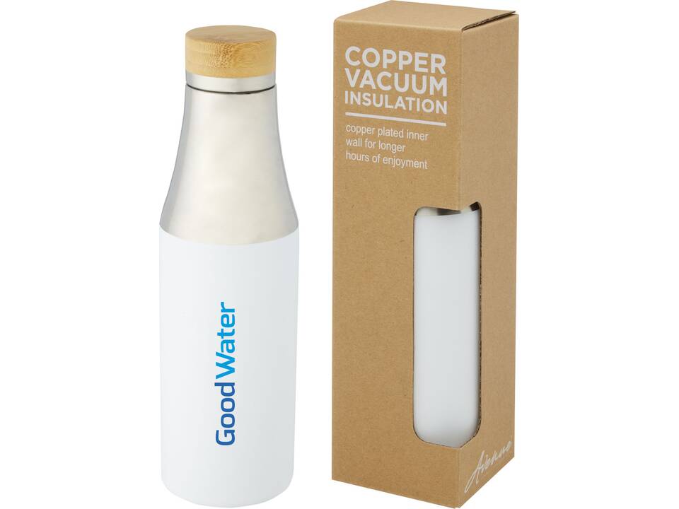 Bouteille Hulan de 540 ml en acier inoxydable avec  cuivre et isolation par le vide avec couvercle en bambou 1