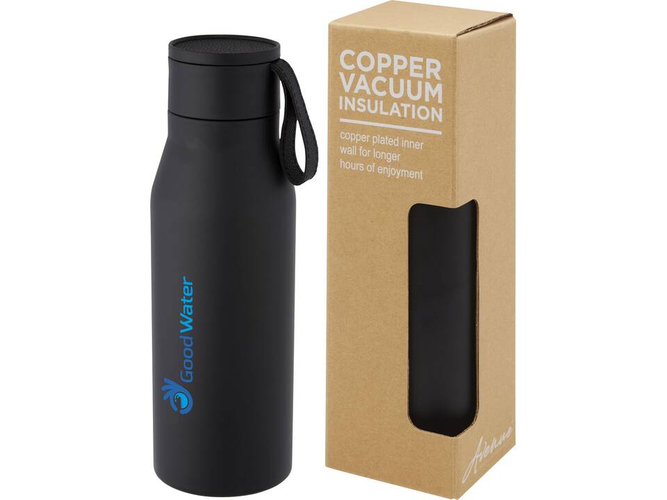 Bouteille Ljungan de 500 ml en acier inoxydable avec cuivre et isolation par le vide, avec dragonne et couvercle en PU 10