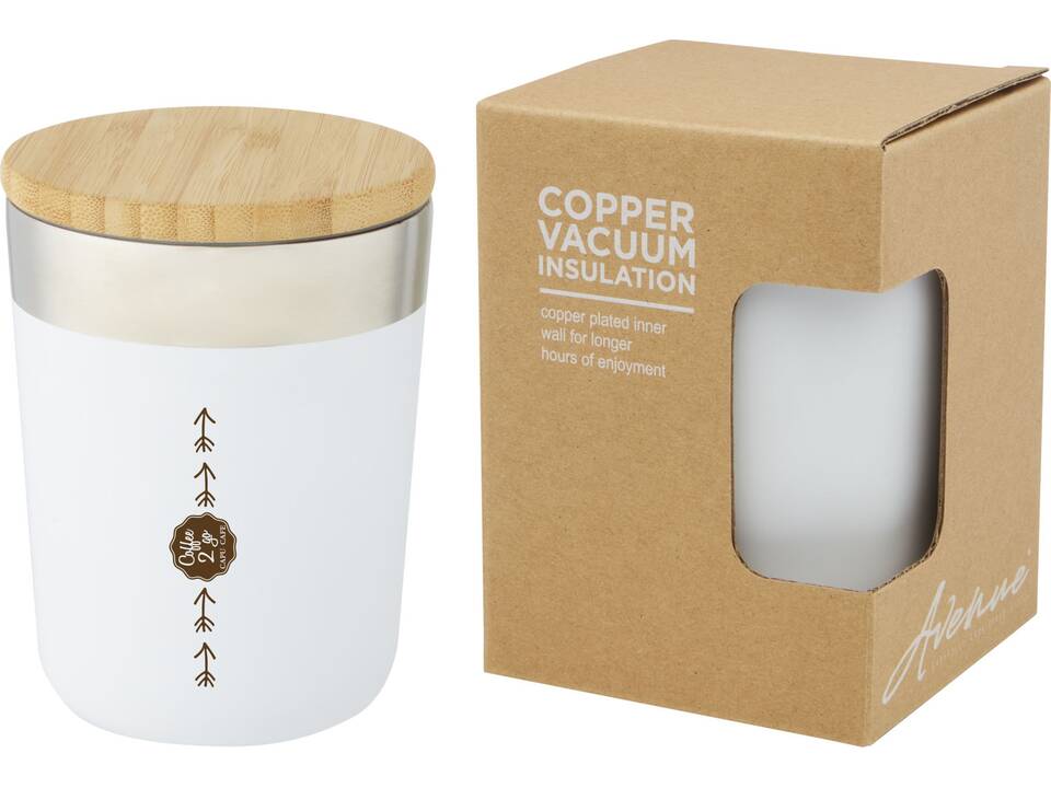 Gobelet Lagan de 300 ml en acier inoxydable à isolation sous vide, en cuivre, avec couvercle en bambou 2