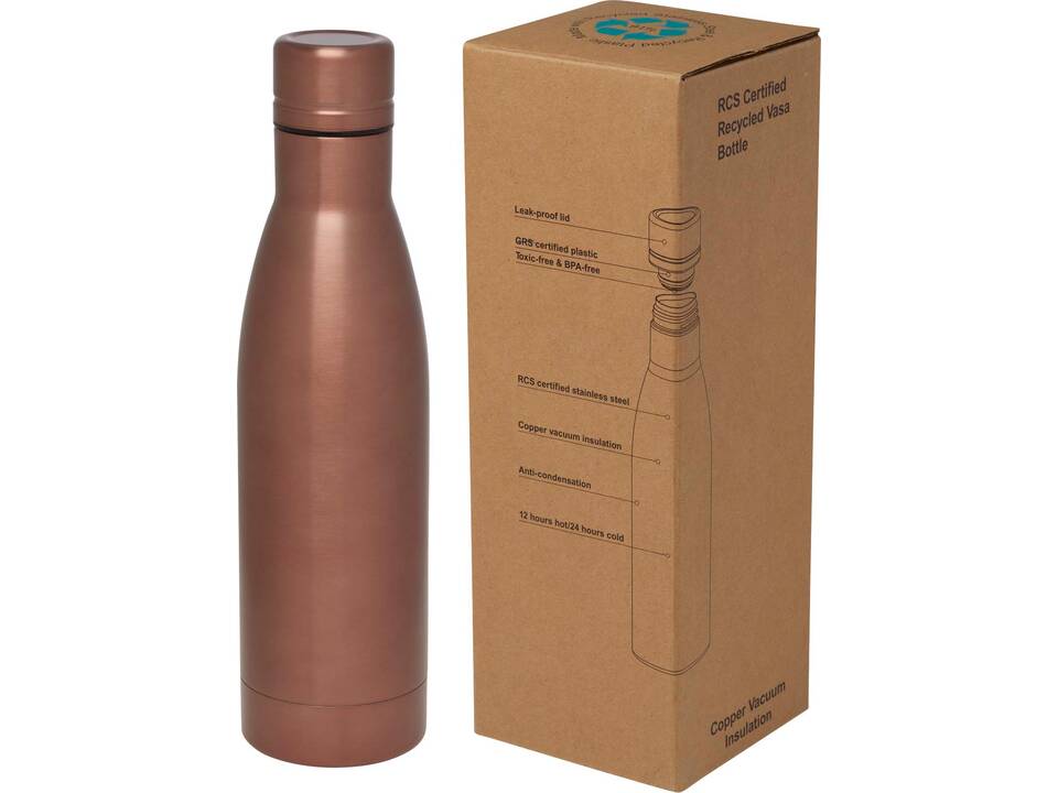 Bouteille isotherme sous vide Vasa de 500 ml en cuivre et acier inoxydable recyclé certifié RCS 2