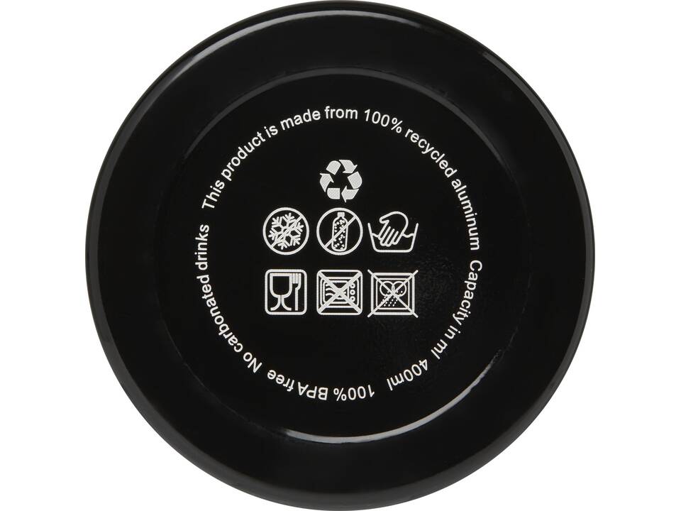 Bouteille d'eau Oregon de 400 ml en aluminium recyclé certifié RCS avec mousqueton 22