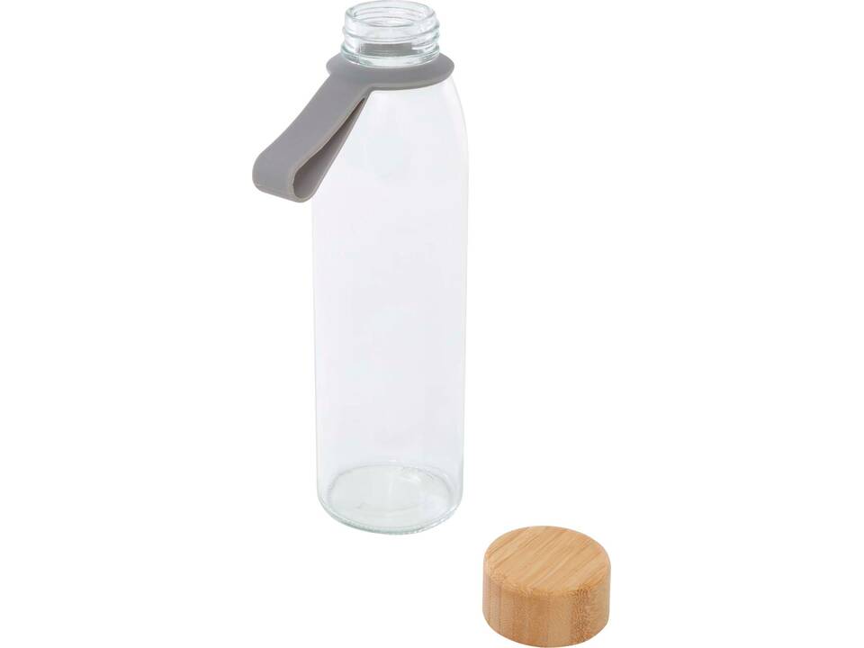 Bouteille d'eau en verre Porto de 500 ml avec poignée en silicone et couvercle en bambou 18
