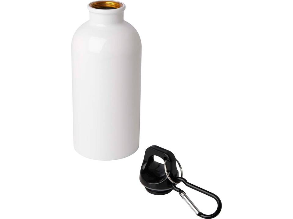 Bouteille d'eau Oregon de 400 ml simple paroi en acier recyclé certifié RCS avec mousqueton 4