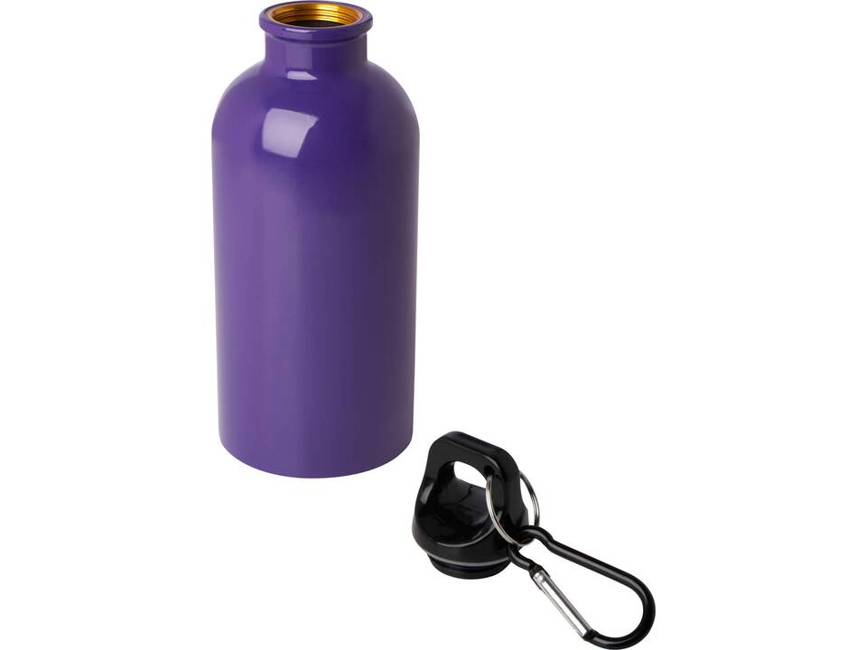 Bouteille d'eau Oregon de 400 ml simple paroi en acier recyclé certifié RCS avec mousqueton 20