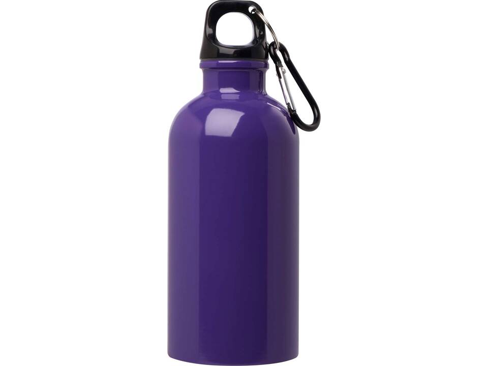 Bouteille d'eau Oregon de 400 ml simple paroi en acier recyclé certifié RCS avec mousqueton 19