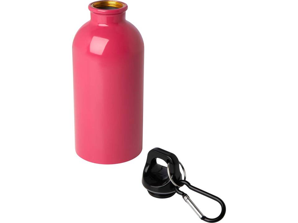 Bouteille d'eau Oregon de 400 ml simple paroi en acier recyclé certifié RCS avec mousqueton 24