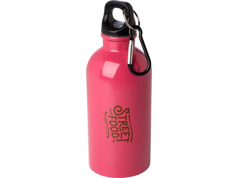 Bouteille d'eau Oregon de 400 ml simple paroi en acier recyclé certifié RCS avec mousqueton 22