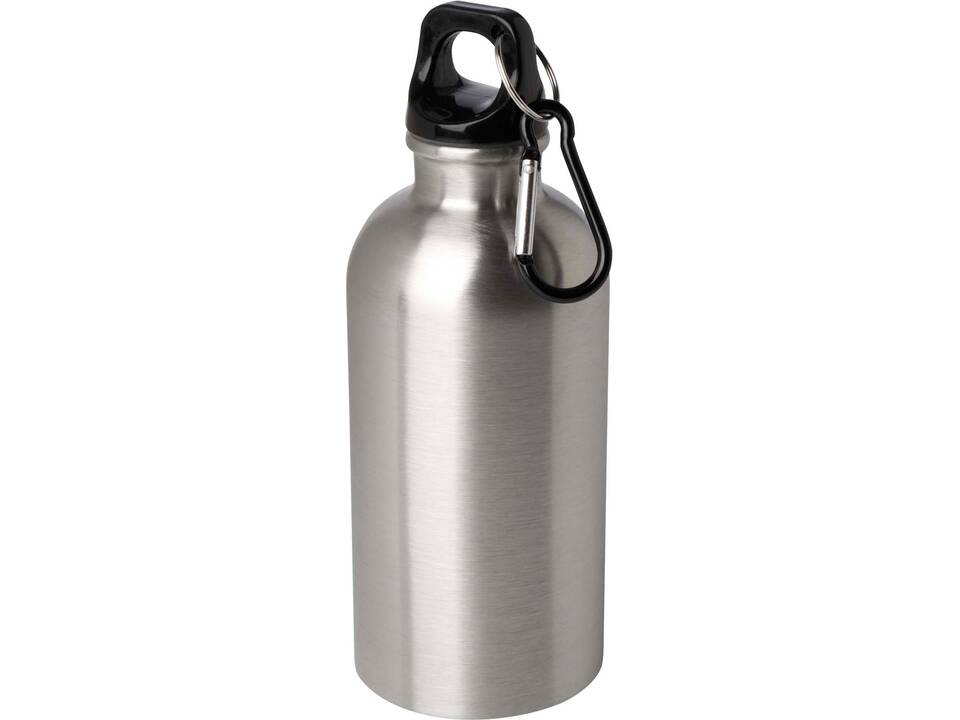 Bouteille d'eau Oregon de 400 ml simple paroi en acier recyclé certifié RCS avec mousqueton 40