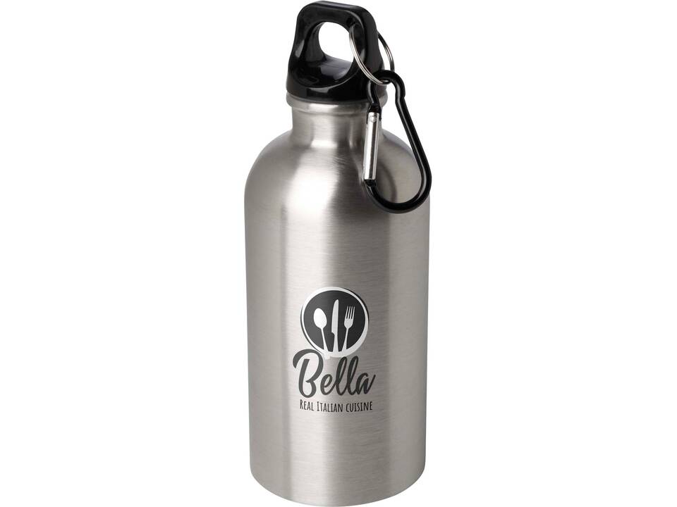Bouteille d'eau Oregon de 400 ml simple paroi en acier recyclé certifié RCS avec mousqueton 41