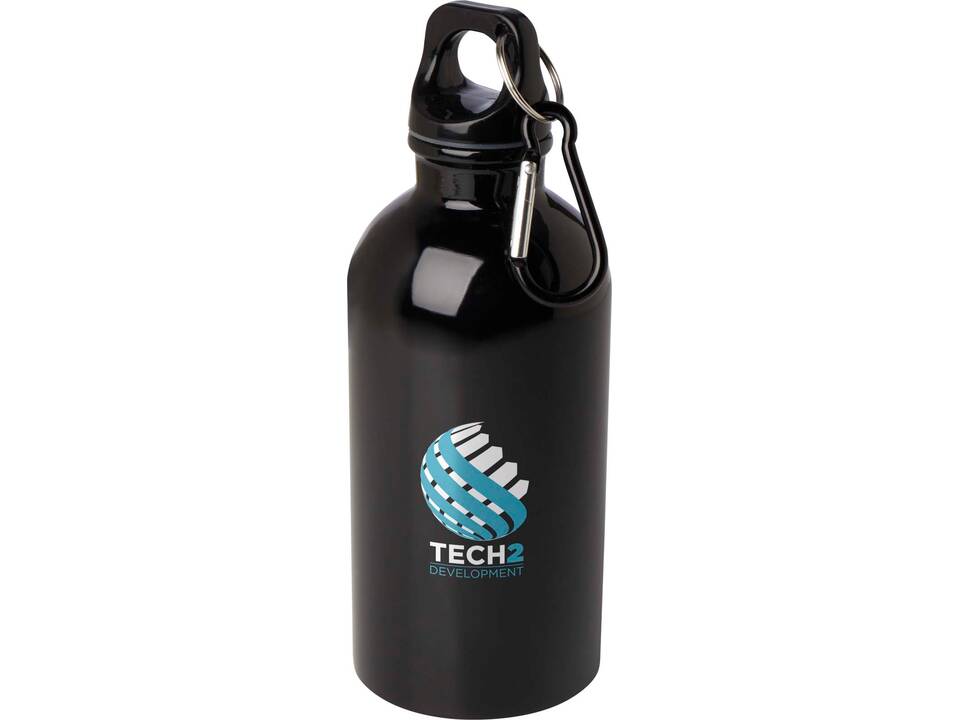 Bouteille d'eau Oregon de 400 ml simple paroi en acier recyclé certifié RCS avec mousqueton 45